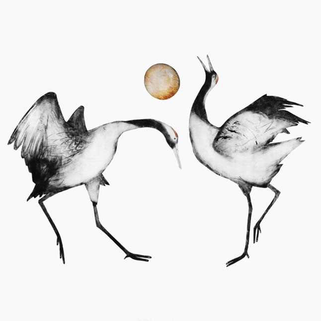 Art piece of two birds