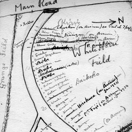 Hand drawn plan of drive cherries early 1920s